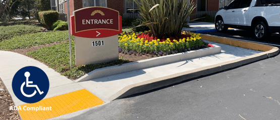 ADA Compliant Yellow Truncated Domes at Curb Ramp